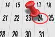 Calendar with pushpin