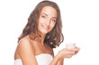 Woman with moisturizing cream