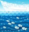 Vektor: Summer background with paper airplane Summer background with paper airplane