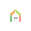House with wine bottles- Logo concept for winery