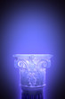 Single greek column isolated on blue