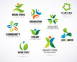 Vector green nature symbols, elements and icons