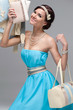 Girl in blue evening dress
