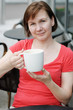 Woman in a outdoor cafe