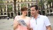 Video: Young tourists walking by Plaza Real de Barcelona Young tourists walking by Plaza Real de Barcelona