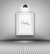 Modern interior art gallery frame design with spotlights.
