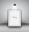 Modern interior art gallery frame design with spotlights.