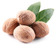 Photo: Nutmeg with leaves. Nutmeg with leaves.