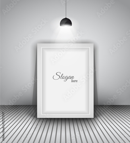 Vector: Modern interior art gallery frame design with spotlights. Modern interior art gallery frame design with spotlights.