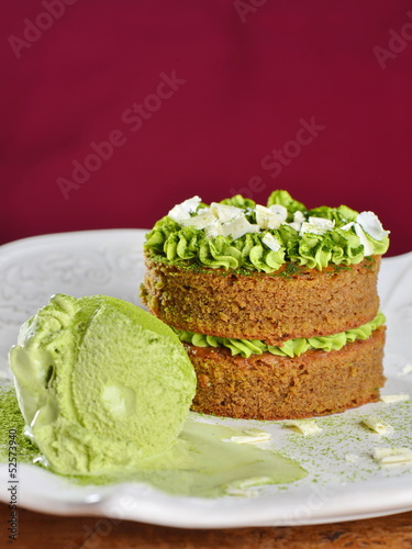 Photo: Gourmet cake and ice cream with Japanese green tea Matcha Gourmet cake and ice cream with Japanese green tea Matcha