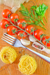 raw pasta and tomato