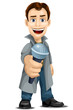 Man interviewer microphone character cartoon style vector