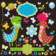 Vector: happy dinosaurs card happy dinosaurs card