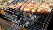 Fish trout on the grill. Summer barbecue concept. Close up with 