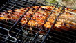 Fish trout on the grill. Summer barbecue concept. Close up with 
