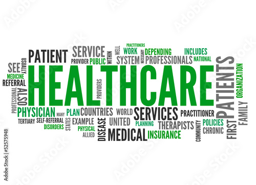 Vector: Healthcare (Health care, patient, medical, service; tag cloud) Healthcare (Health care, patient, medical, service; tag cloud)