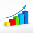3D Growth bar graph. Vector business concept.