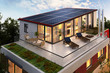 Solar panels on the roof of the penthouse