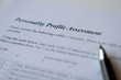 personality assessment form on white