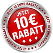 Button "Jetzt 10 € Rabatt" rot/silber