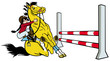 Vector: cartoon girl with horse cartoon girl with horse