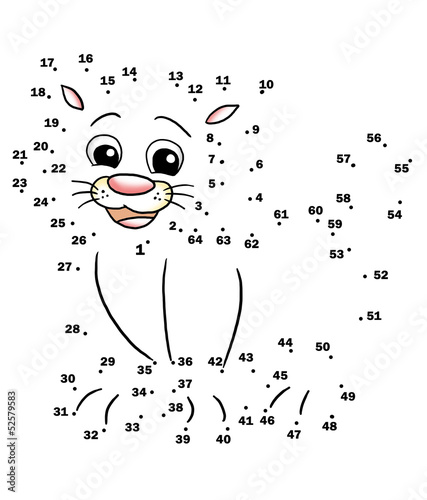 Illustration: gioco dei puntini, il gatto gioco dei puntini, il gatto