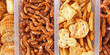 extreme closeup of a salted cookies stack