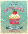 Retro cupcake poster vector illustration