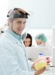 Young science workers research at medical lab
