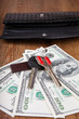 house keys and dollars