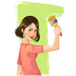 Vektor: Woman paints the wall Woman paints the wall