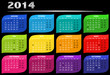 calendrier annuel 2014 vectoriel coloré fond noir