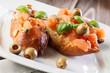 Photo: Bruschetta with olive. Selective focus Bruschetta with olive. Selective focus