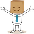 Geschäftsmann, Karton, Box, happy face