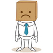 Geschäftsmann, Karton, Box, sad face