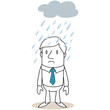 Geschäftsmann, Regen, Wolke, traurig, Pech