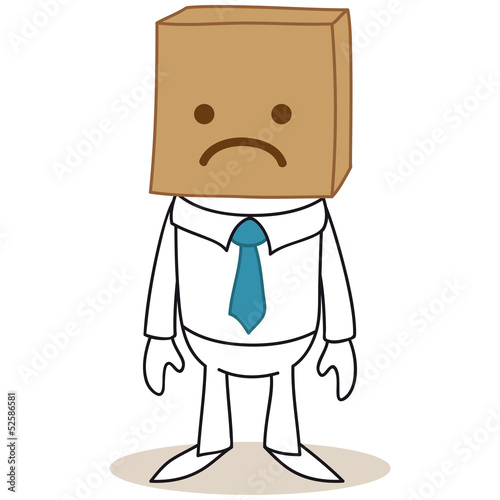 Vector: Geschäftsmann, Karton, Box, sad face Geschäftsmann, Karton, Box, sad face