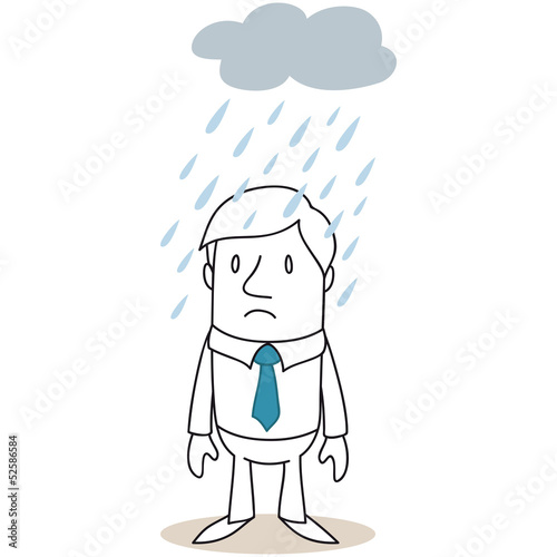 Vector: Geschäftsmann, Regen, Wolke, traurig, Pech Geschäftsmann, Regen, Wolke, traurig, Pech