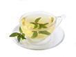green tea with a sprig of mint