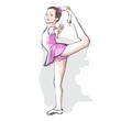 Vector: Ballerina little girl in a pink dress and pointe Ballerina little girl in a pink dress and pointe