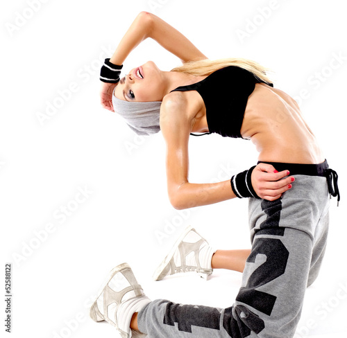 Leinwandbild Motiv young and beautiful dancer posing in studio