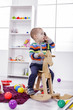 Boy playing in the room