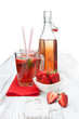 Drink with fresh strawberry