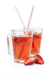 Drink with fresh strawberry