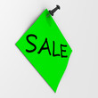 Зелёный листочек с надписью SALE