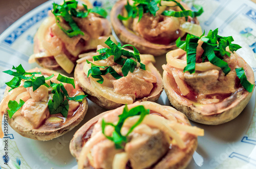 Photo: Baked potatoes with herring Baked potatoes with herring
