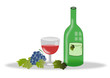 Vektor: rotwein mit rauben und flasche rotwein mit rauben und flasche