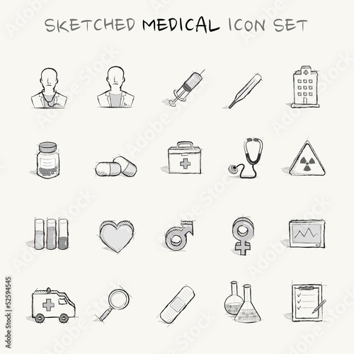 Vector: Sketched medical icon set Sketched medical icon set
