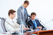 Three businesspeople at meeting