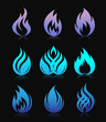 Blue design fire elements on black